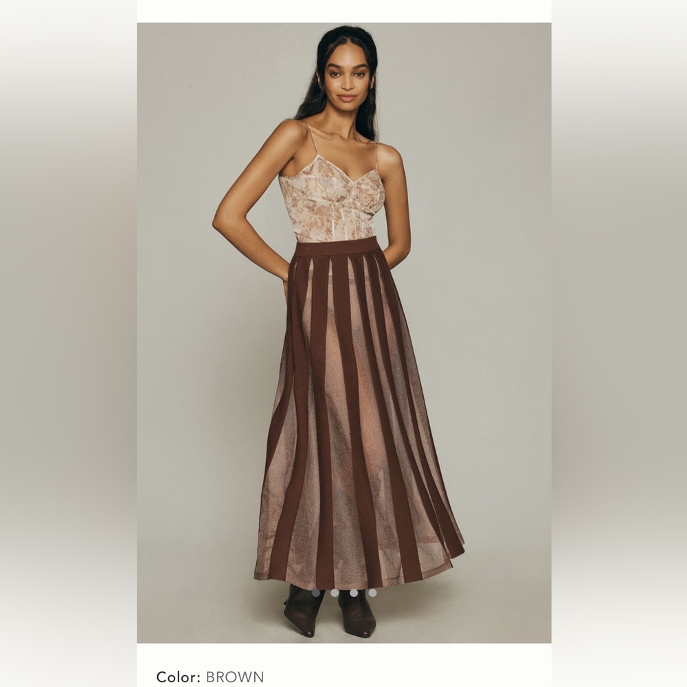 Anthropologie sheer pleated maxi shirt